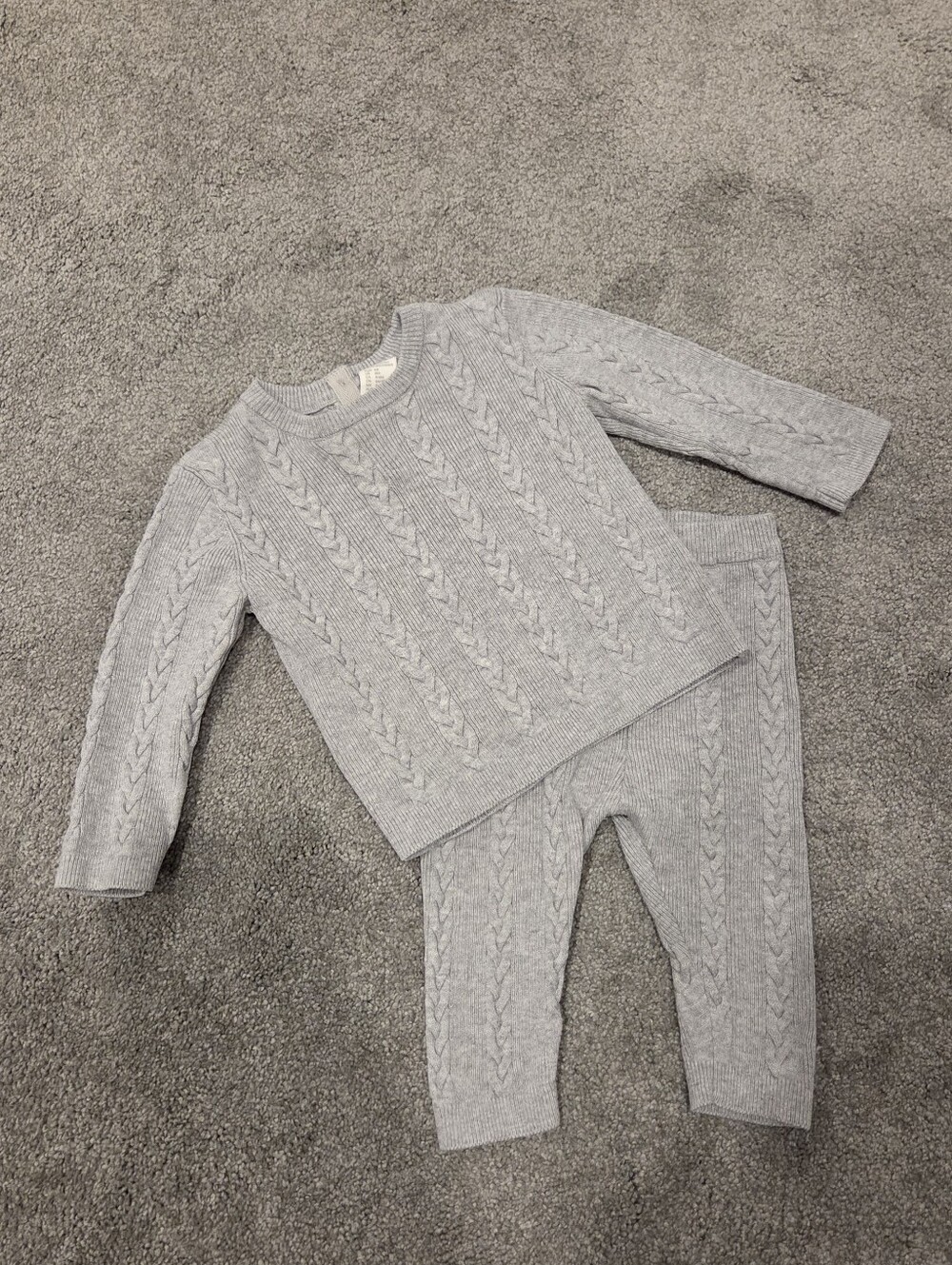 H&M Grey Ribbed Knit Baby Matching Set